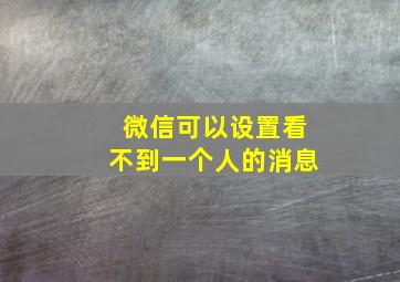 微信可以设置看不到一个人的消息