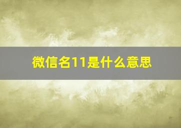 微信名11是什么意思