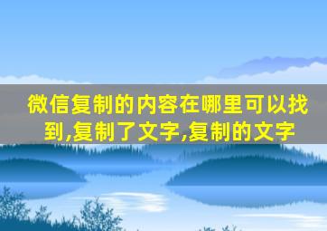 微信复制的内容在哪里可以找到,复制了文字,复制的文字