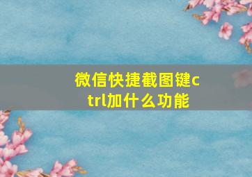 微信快捷截图键ctrl加什么功能