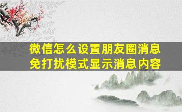 微信怎么设置朋友圈消息免打扰模式显示消息内容