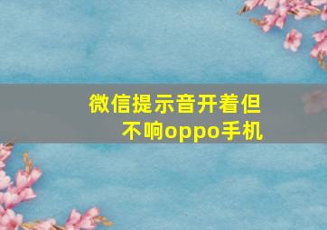 微信提示音开着但不响oppo手机