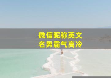 微信昵称英文名男霸气高冷