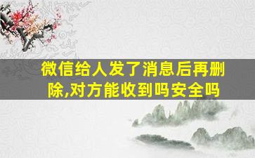 微信给人发了消息后再删除,对方能收到吗安全吗