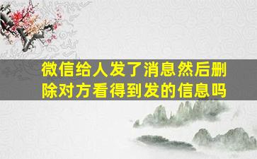 微信给人发了消息然后删除对方看得到发的信息吗