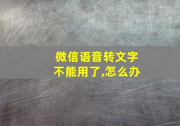 微信语音转文字不能用了,怎么办