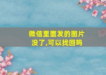 微信里面发的图片没了,可以找回吗