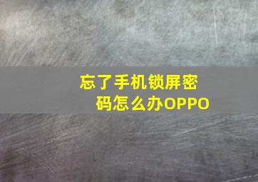 忘了手机锁屏密码怎么办OPPO