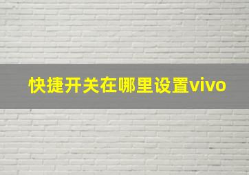 快捷开关在哪里设置vivo