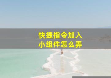 快捷指令加入小组件怎么弄