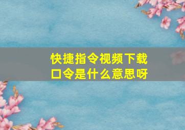 快捷指令视频下载口令是什么意思呀