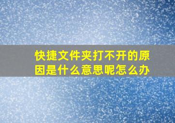 快捷文件夹打不开的原因是什么意思呢怎么办