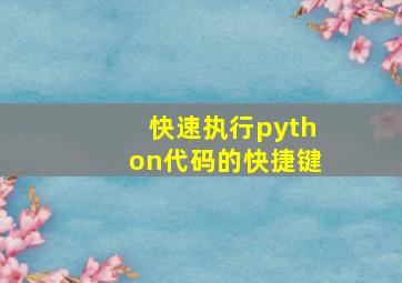 快速执行python代码的快捷键