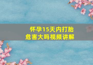 怀孕15天内打胎危害大吗视频讲解