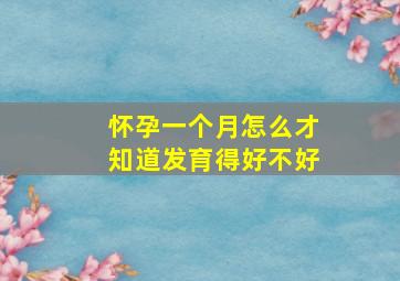 怀孕一个月怎么才知道发育得好不好