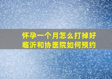 怀孕一个月怎么打掉好临沂和协医院如何预约