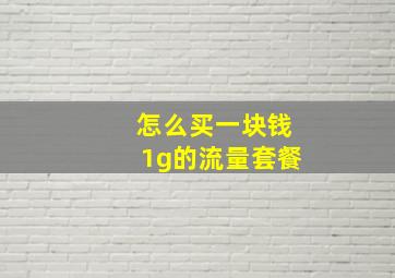 怎么买一块钱1g的流量套餐