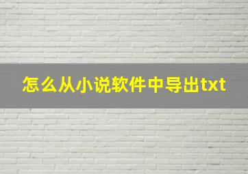 怎么从小说软件中导出txt