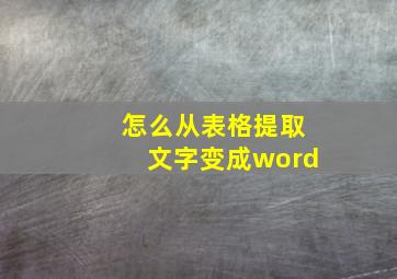 怎么从表格提取文字变成word