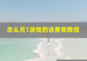 怎么充1块钱的话费呢微信