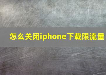 怎么关闭iphone下载限流量