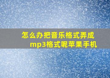 怎么办把音乐格式弄成mp3格式呢苹果手机