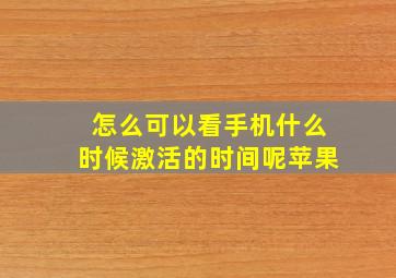 怎么可以看手机什么时候激活的时间呢苹果