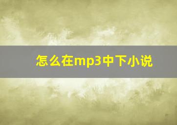 怎么在mp3中下小说