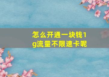 怎么开通一块钱1g流量不限速卡呢