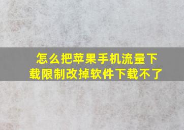 怎么把苹果手机流量下载限制改掉软件下载不了