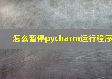 怎么暂停pycharm运行程序