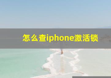 怎么查iphone激活锁