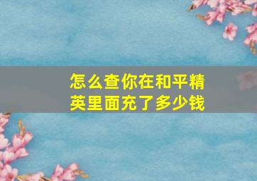 怎么查你在和平精英里面充了多少钱