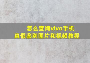 怎么查询vivo手机真假鉴别图片和视频教程