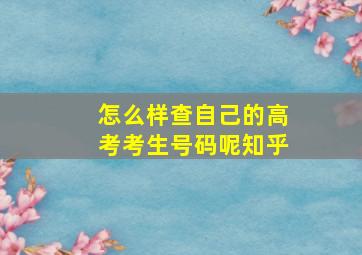 怎么样查自己的高考考生号码呢知乎