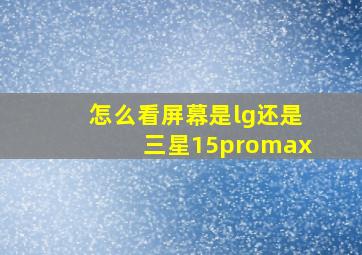 怎么看屏幕是lg还是三星15promax