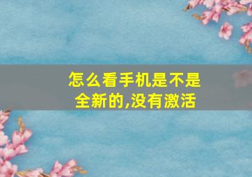 怎么看手机是不是全新的,没有激活