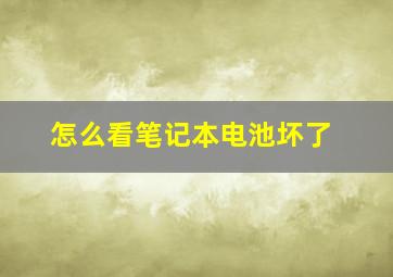 怎么看笔记本电池坏了