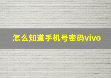 怎么知道手机号密码vivo