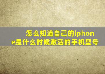 怎么知道自己的iphone是什么时候激活的手机型号