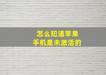 怎么知道苹果手机是未激活的