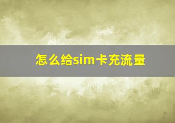 怎么给sim卡充流量