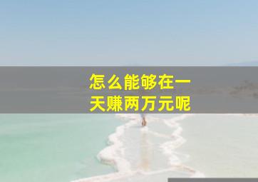 怎么能够在一天赚两万元呢