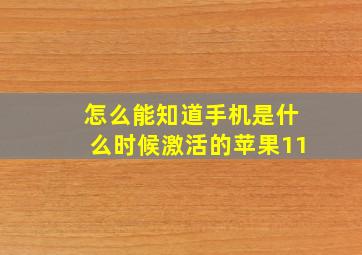 怎么能知道手机是什么时候激活的苹果11