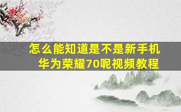 怎么能知道是不是新手机华为荣耀70呢视频教程