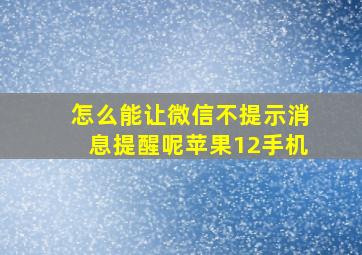 怎么能让微信不提示消息提醒呢苹果12手机