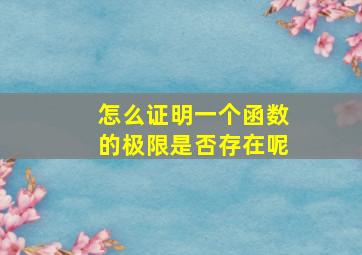 怎么证明一个函数的极限是否存在呢