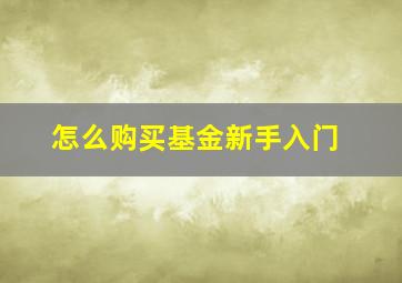 怎么购买基金新手入门