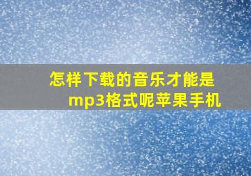 怎样下载的音乐才能是mp3格式呢苹果手机