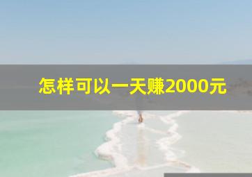 怎样可以一天赚2000元